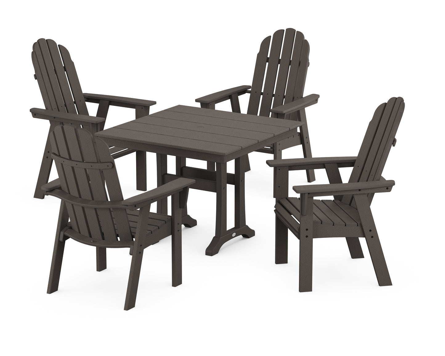 Vineyard Adirondack 5-Piece Farmhouse Dining Set With Trestle Legs