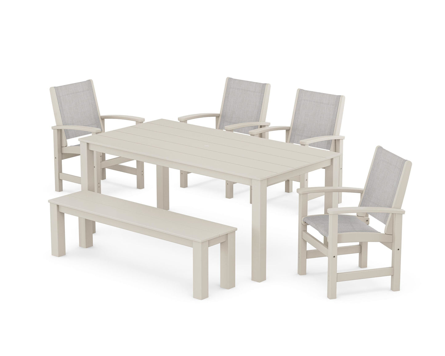 Coastal 6-Piece Parsons Dining Set with Bench