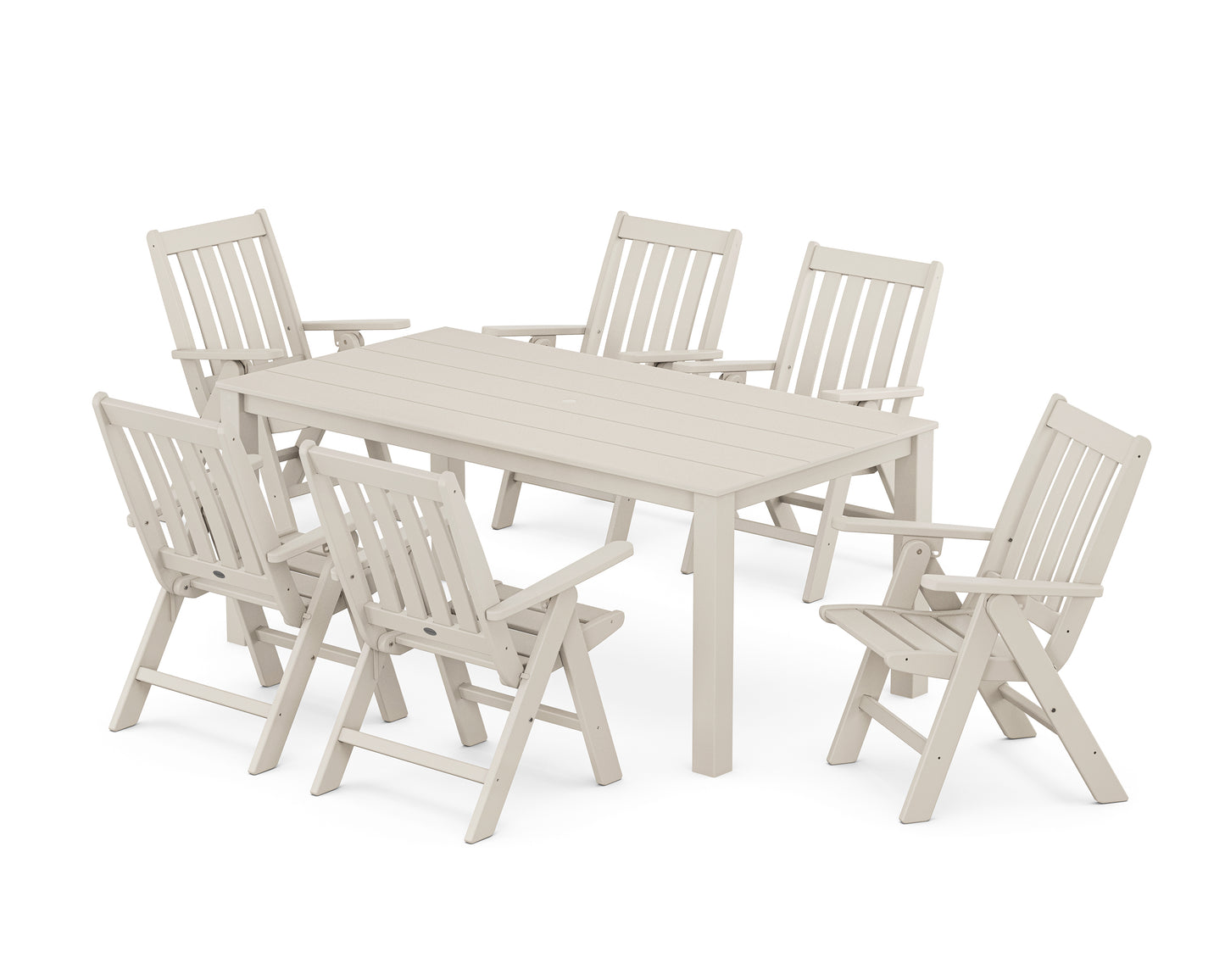 Vineyard Folding Chair 7-Piece Parsons Dining Set