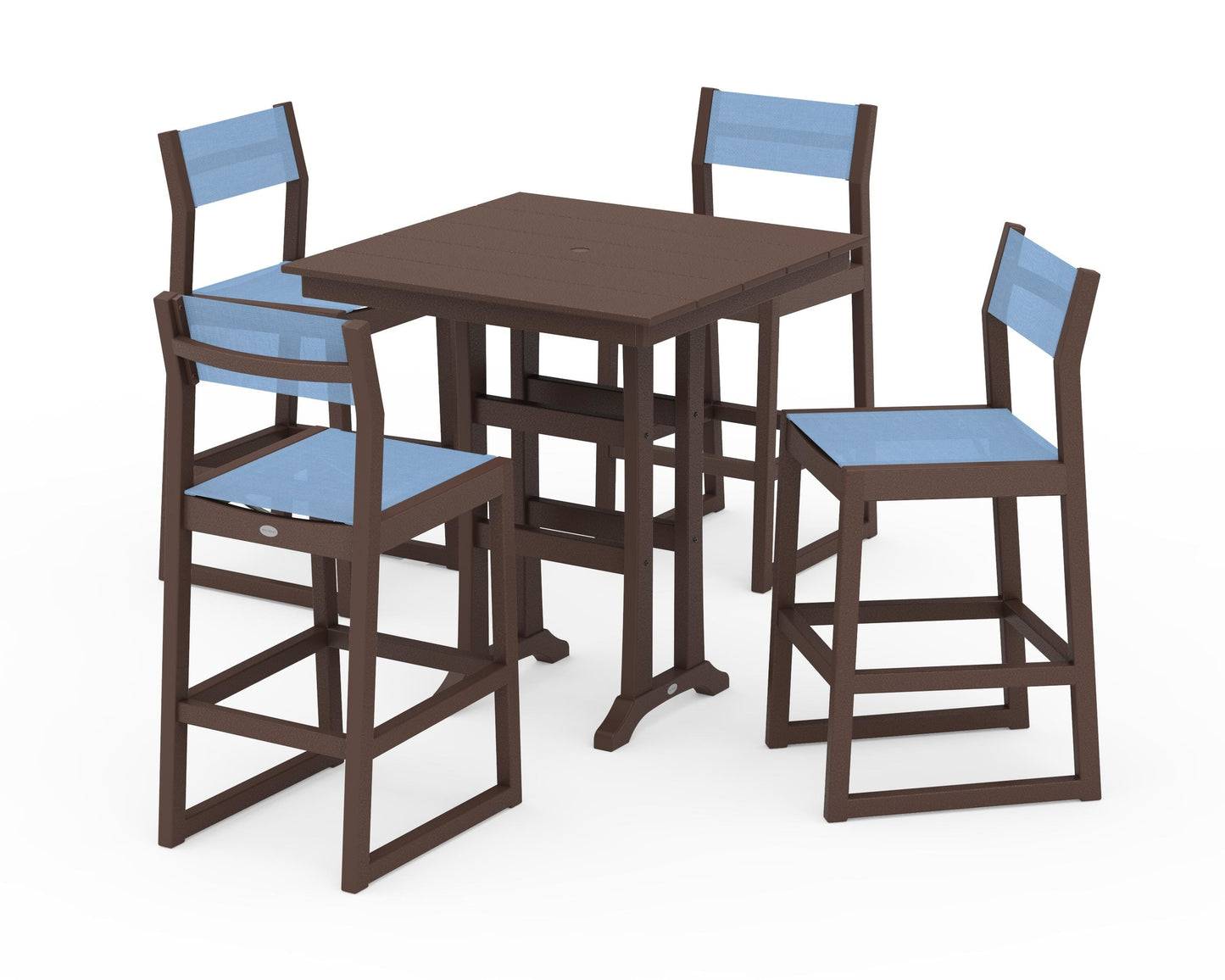 EDGE Sling Arm Chair 5-Piece Farmhouse Bar Set with Trestle Legs