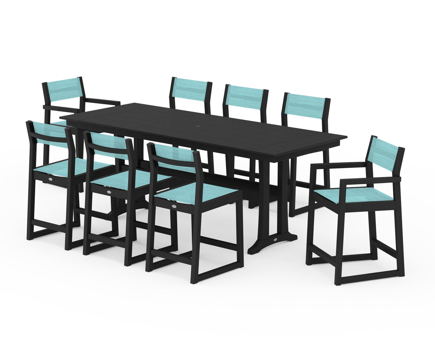 EDGE Sling 9-Piece Farmhouse Counter Set with Trestle Legs