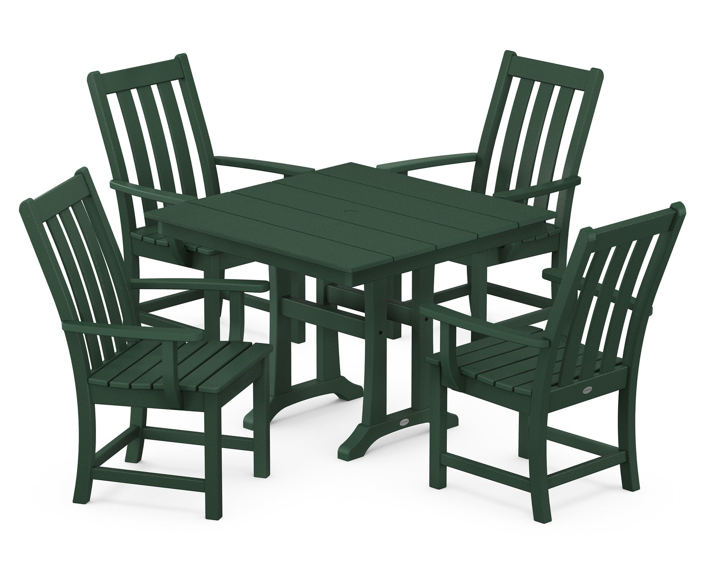 Vineyard 5-Piece Farmhouse Trestle Arm Chair Dining Set