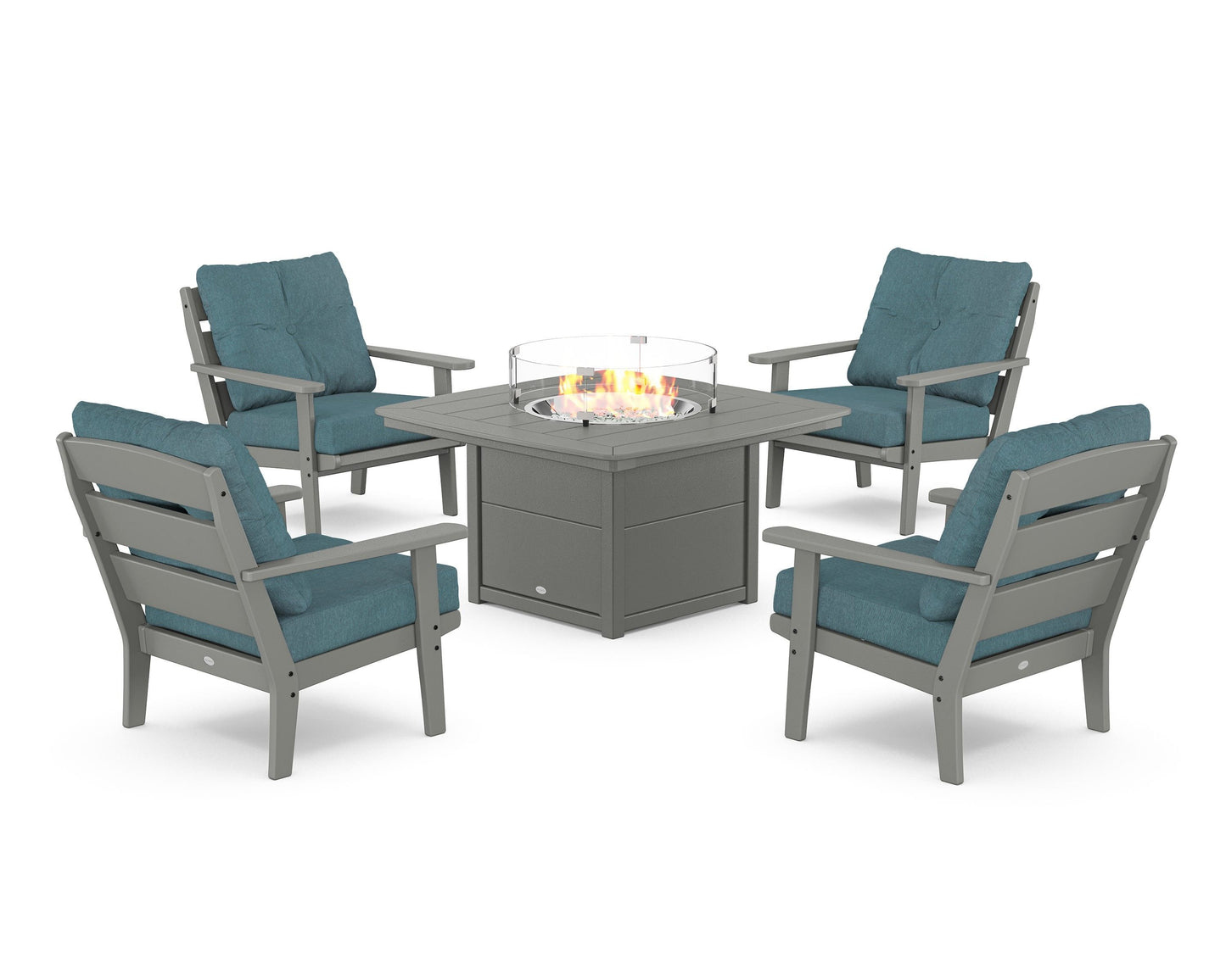 Lakeside 5-Piece Deep Seating Set with Nautical Fire Pit Table