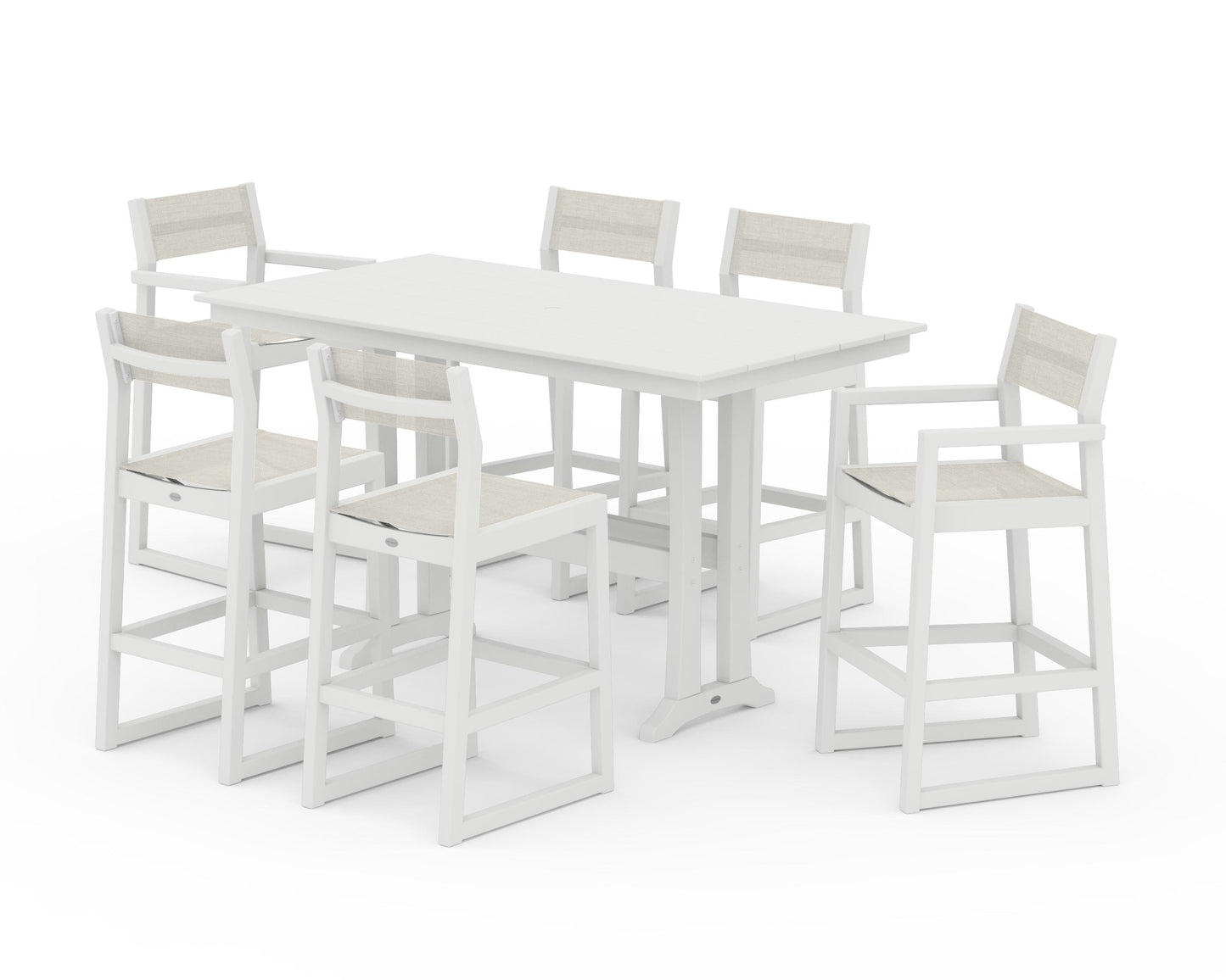 EDGE Sling 7-Piece Farmhouse Bar Set with Trestle Legs