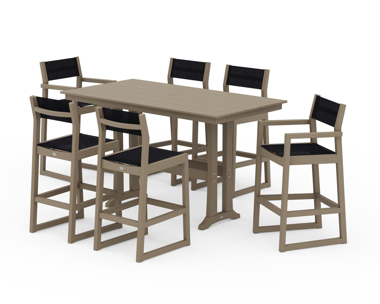 EDGE Sling 7-Piece Farmhouse Bar Set with Trestle Legs