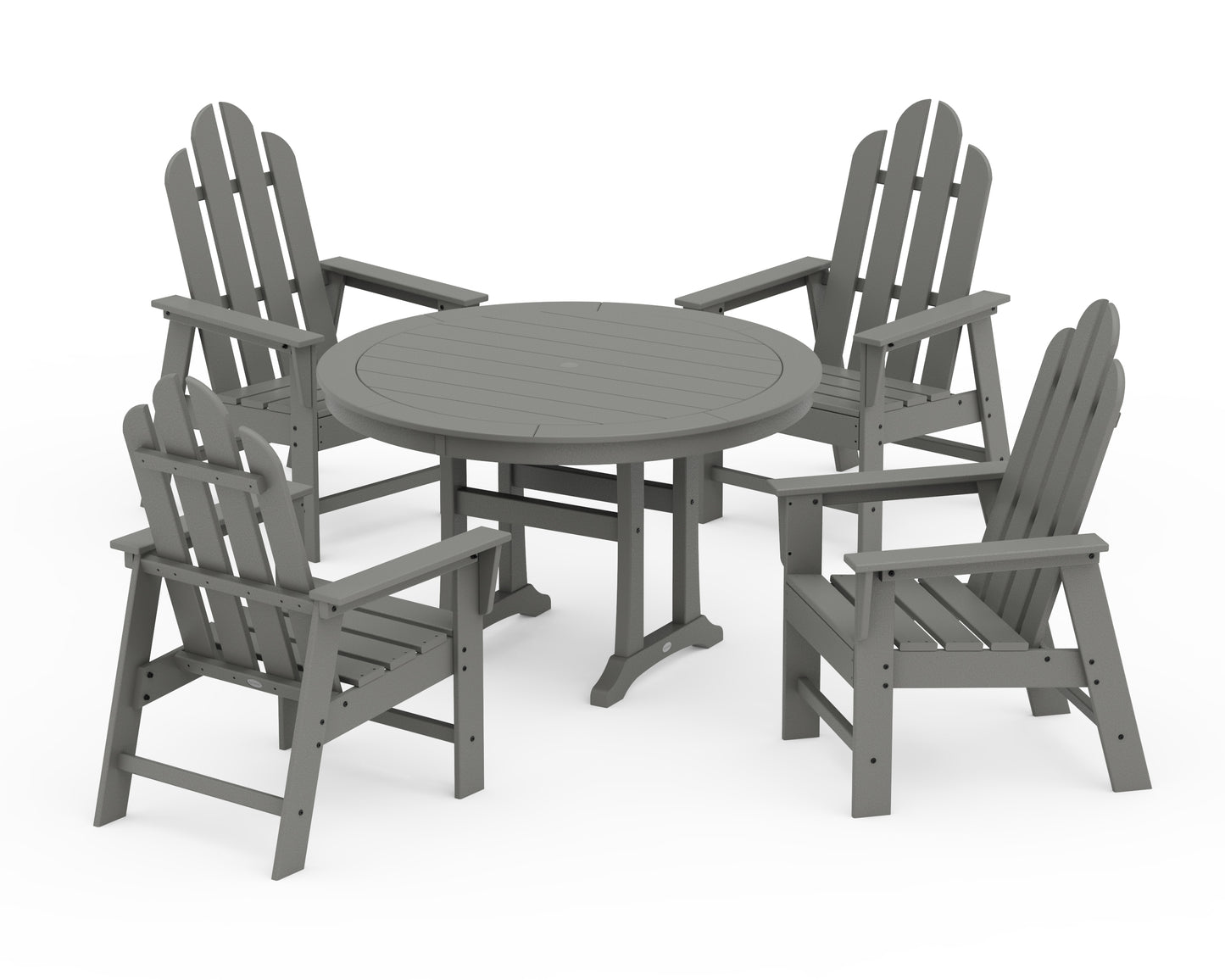 Long Island 5-Piece Round Dining Set with Trestle Legs