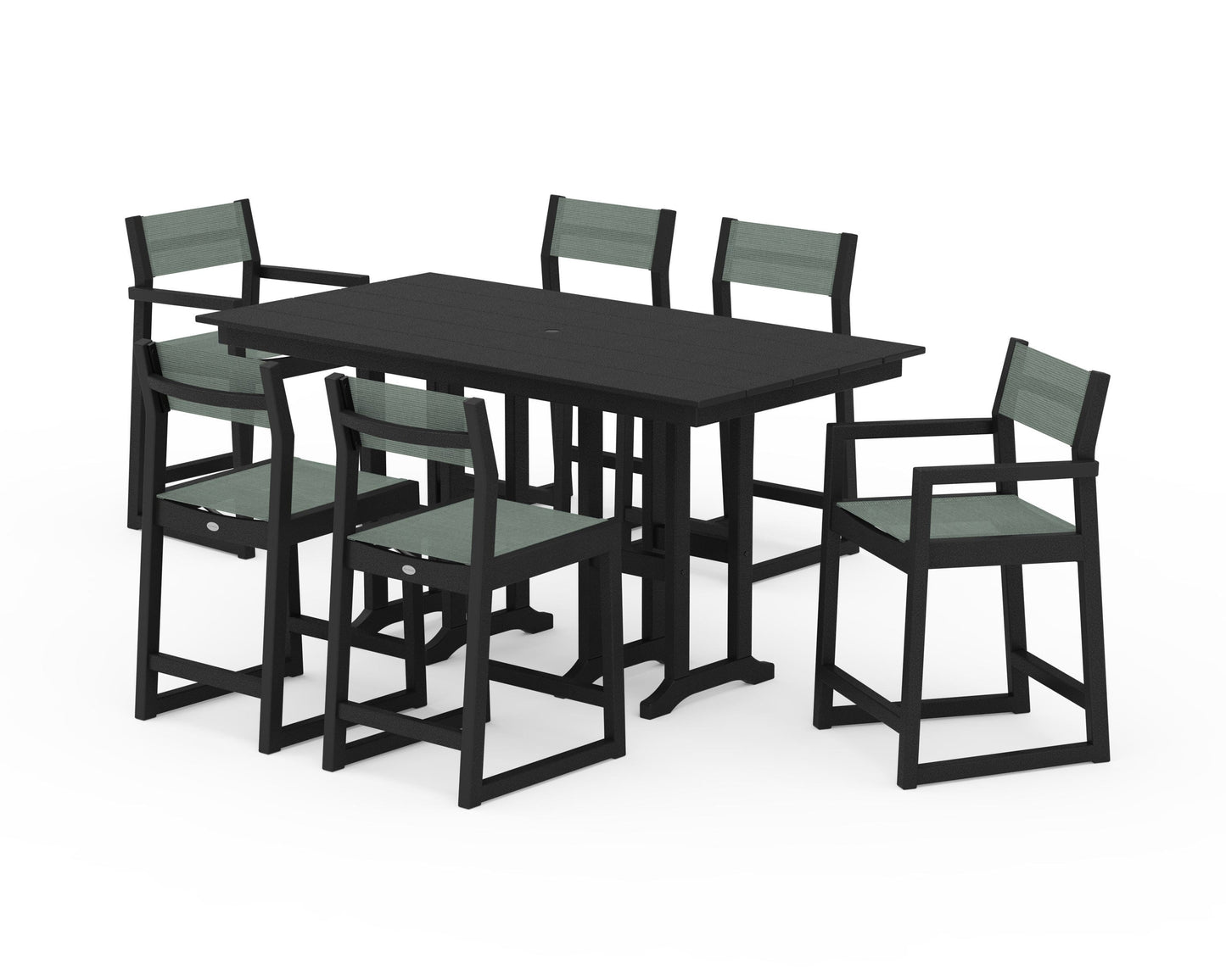 EDGE Sling 7-Piece Farmhouse Counter Set with Trestle Legs