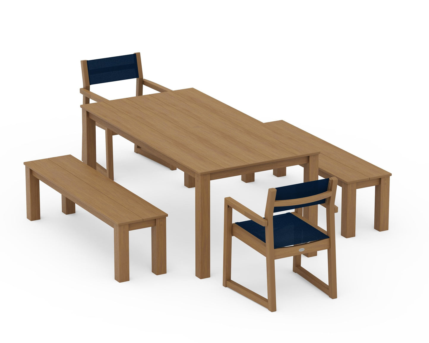 EDGE Sling Arm Chair 5-Piece Parsons Dining Set with Benches