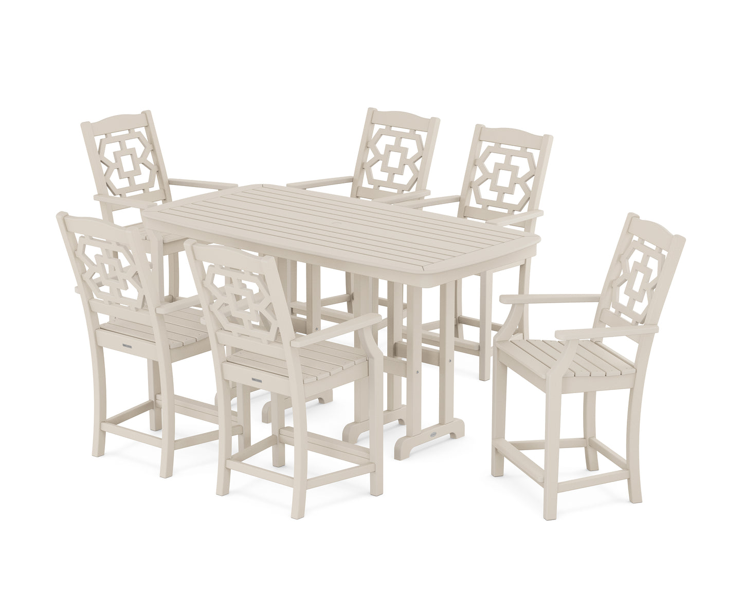 Chinoiserie Arm Chair 7-Piece Counter Set