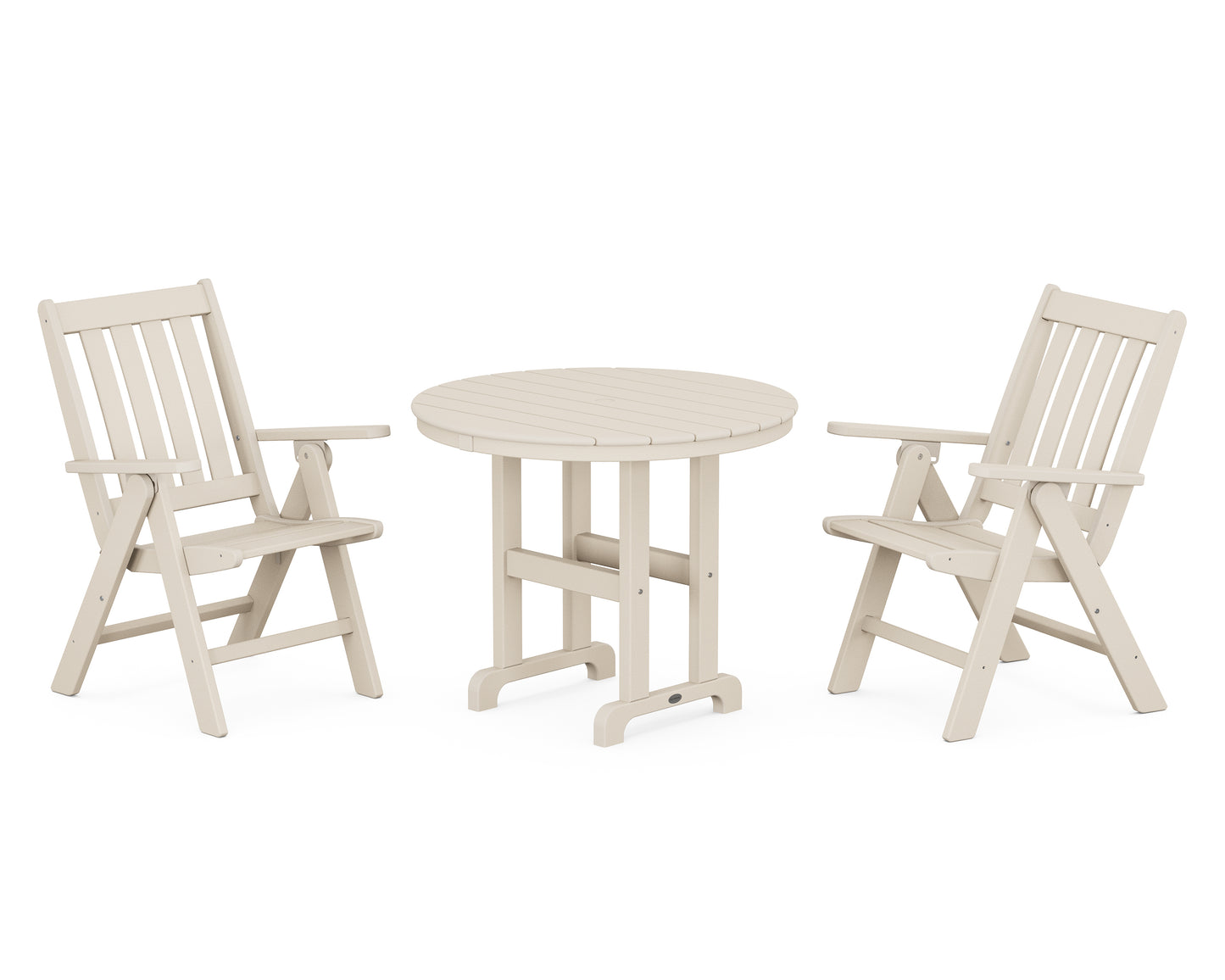 Vineyard Folding Chair 3-Piece Round Dining Set