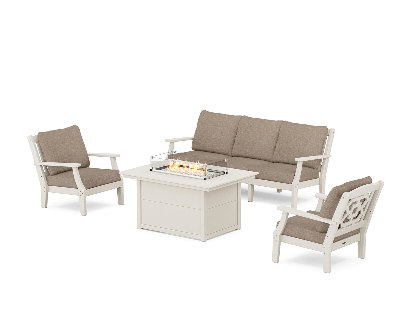 Chinoiserie Deep Seating Fire Pit Table Set