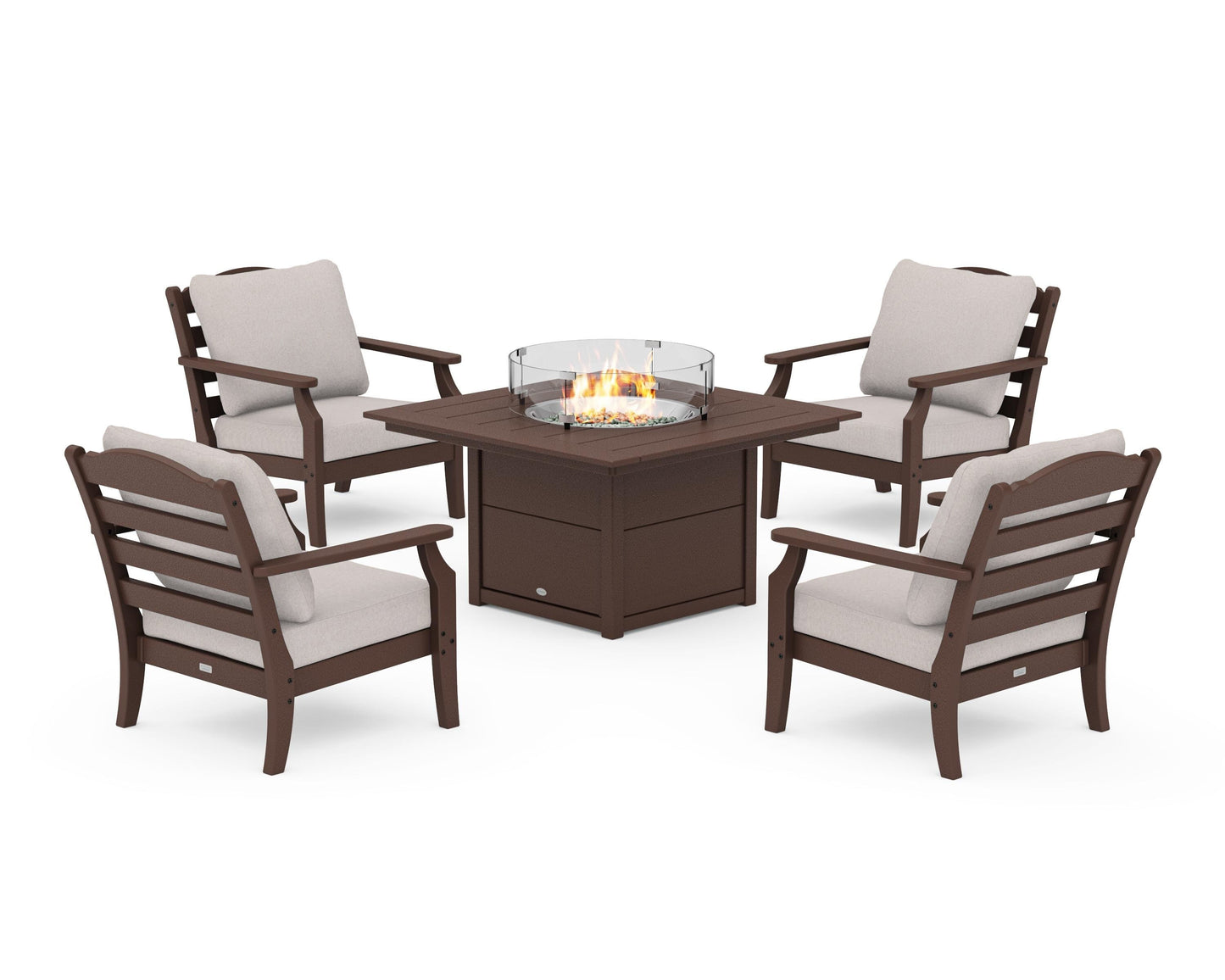 Savannah 5-Piece Deep Seating Set with Fire Pit Table