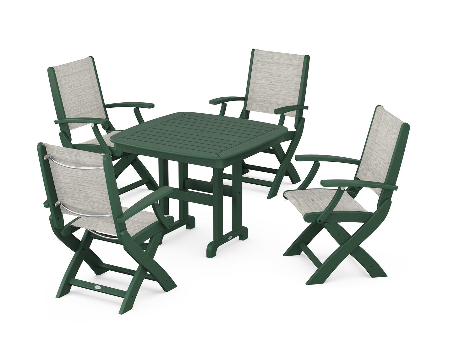 Coastal Folding Chair 5-Piece Dining Set