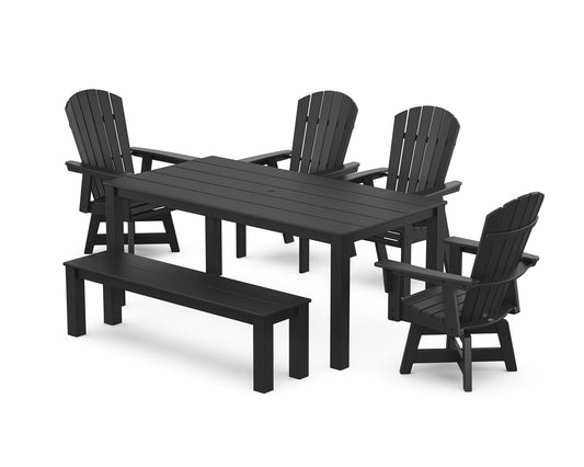 Nautical Curveback Adirondack Swivel 6-Piece Parsons Dining Set with Bench