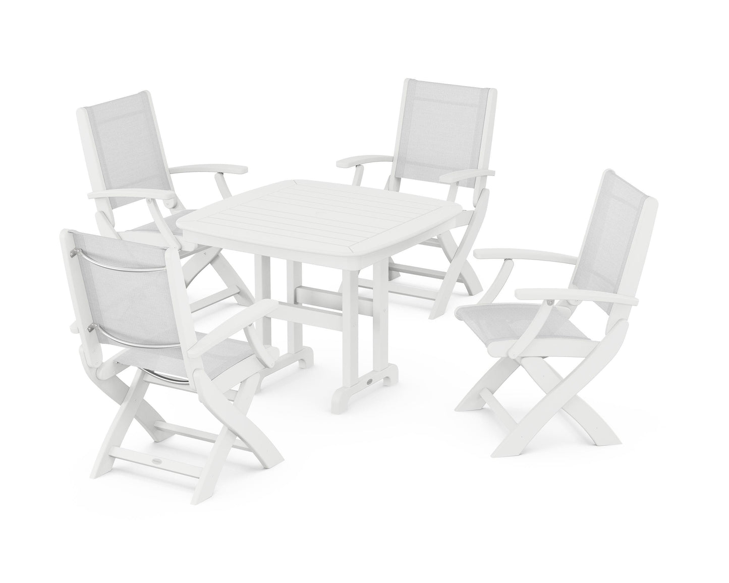 Coastal Folding Chair 5-Piece Dining Set