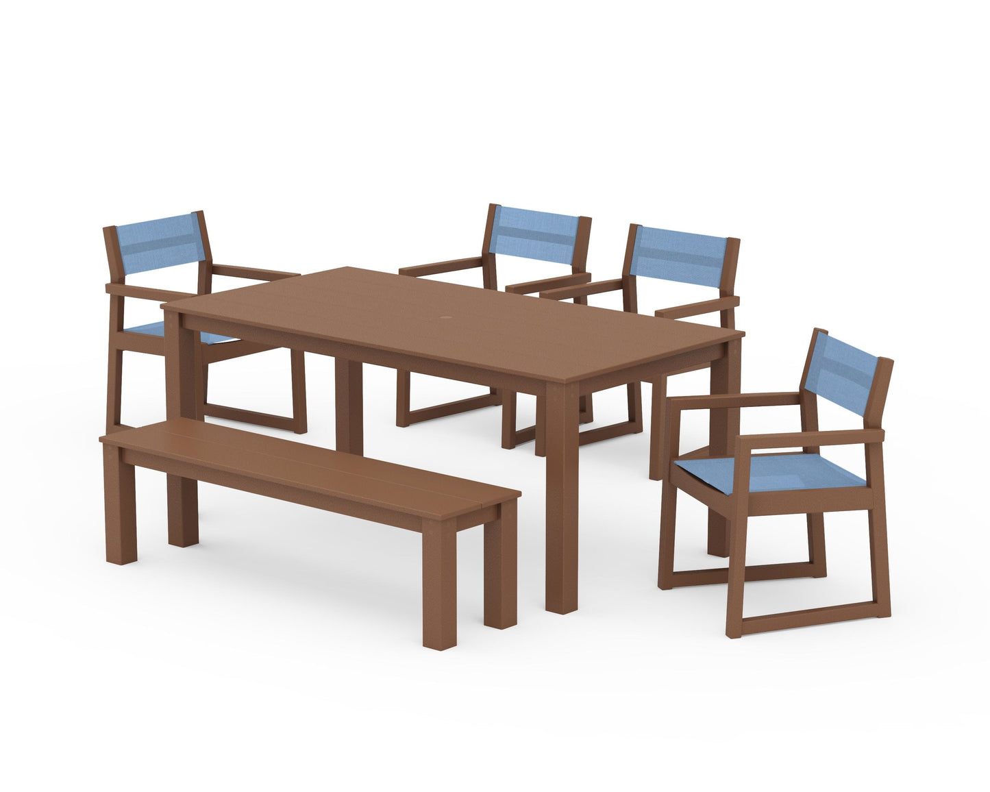 EDGE Sling Arm Chair 6-Piece Parsons Dining Set with Bench
