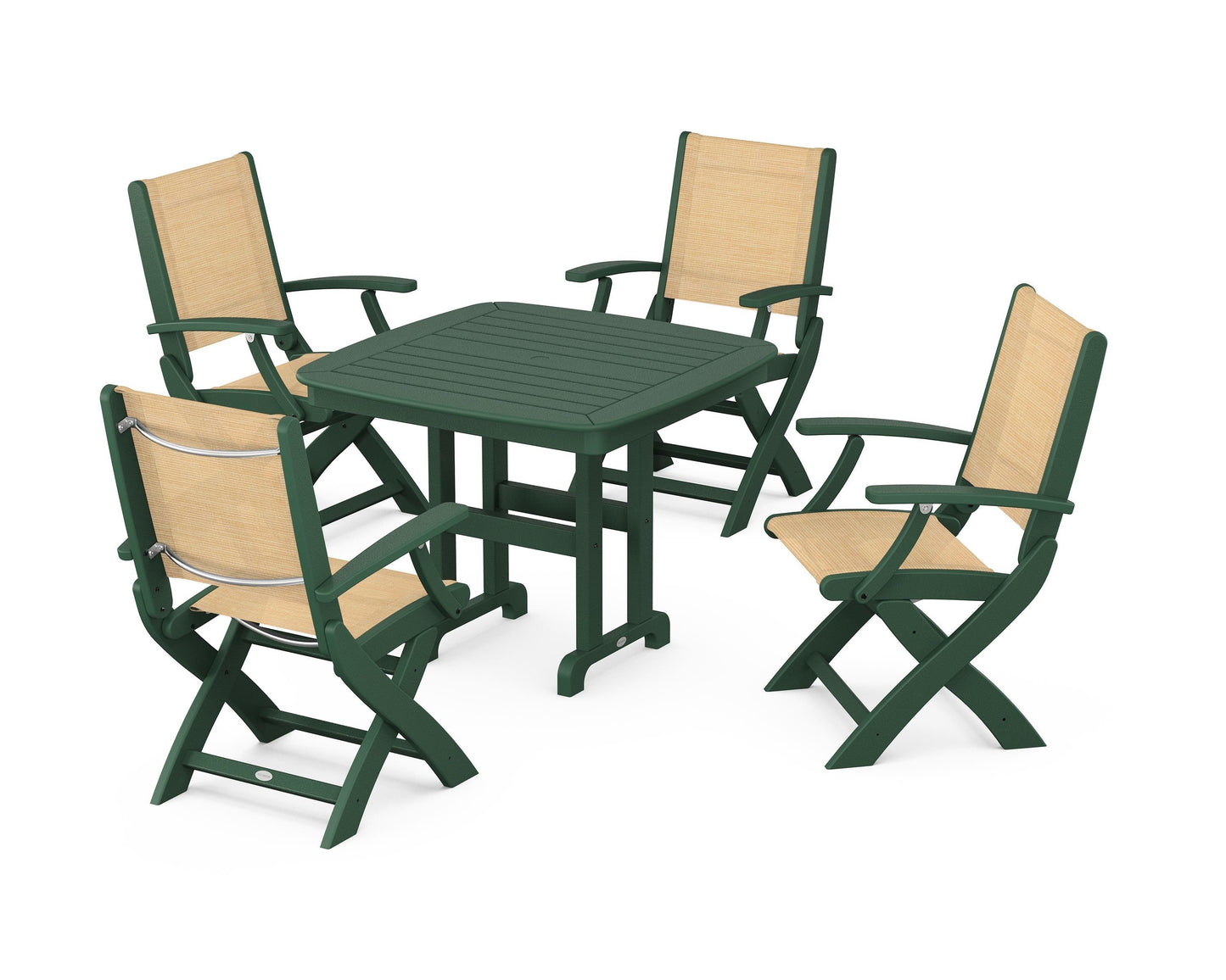 Coastal Folding Chair 5-Piece Dining Set