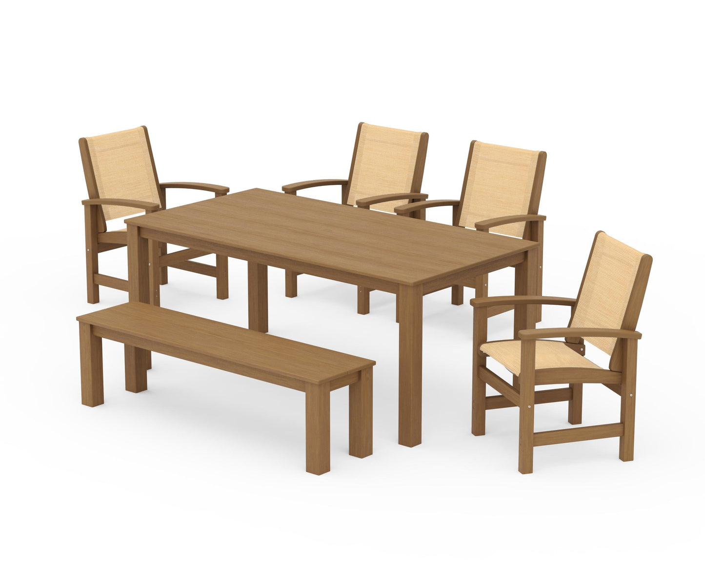 Coastal 6-Piece Parsons Dining Set with Bench