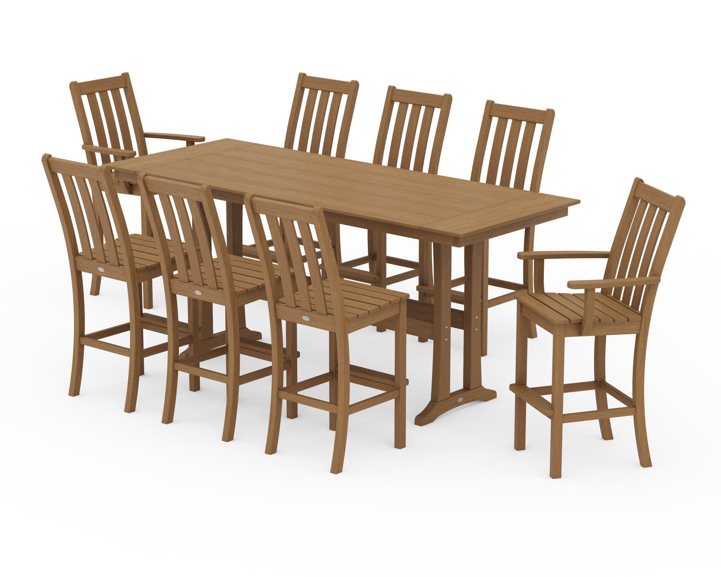 Vineyard 9-Piece Farmhouse Bar Set with Trestle Legs
