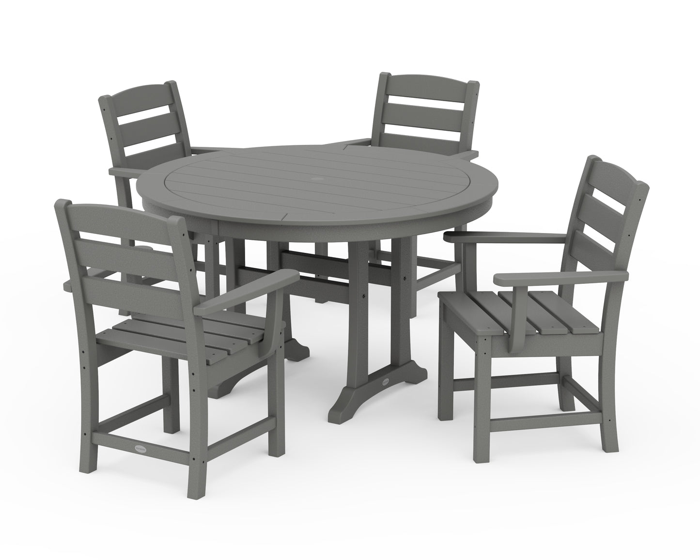 Lakeside 5-Piece Round Dining Set with Trestle Legs