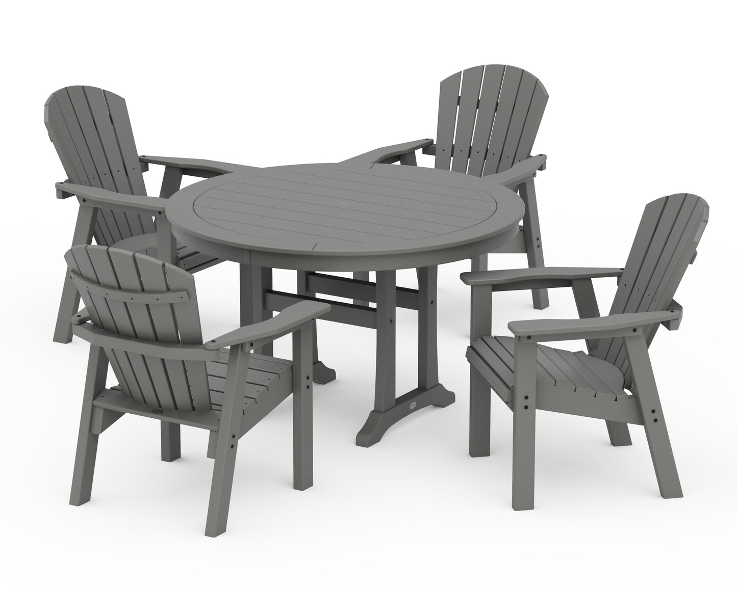 Seashell 5-Piece Round Dining Set with Trestle Legs