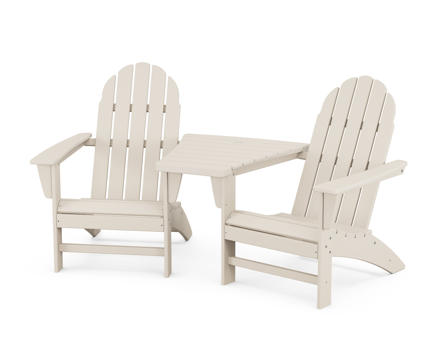 Vineyard 3-Piece Adirondack Set with Angled Connecting Table