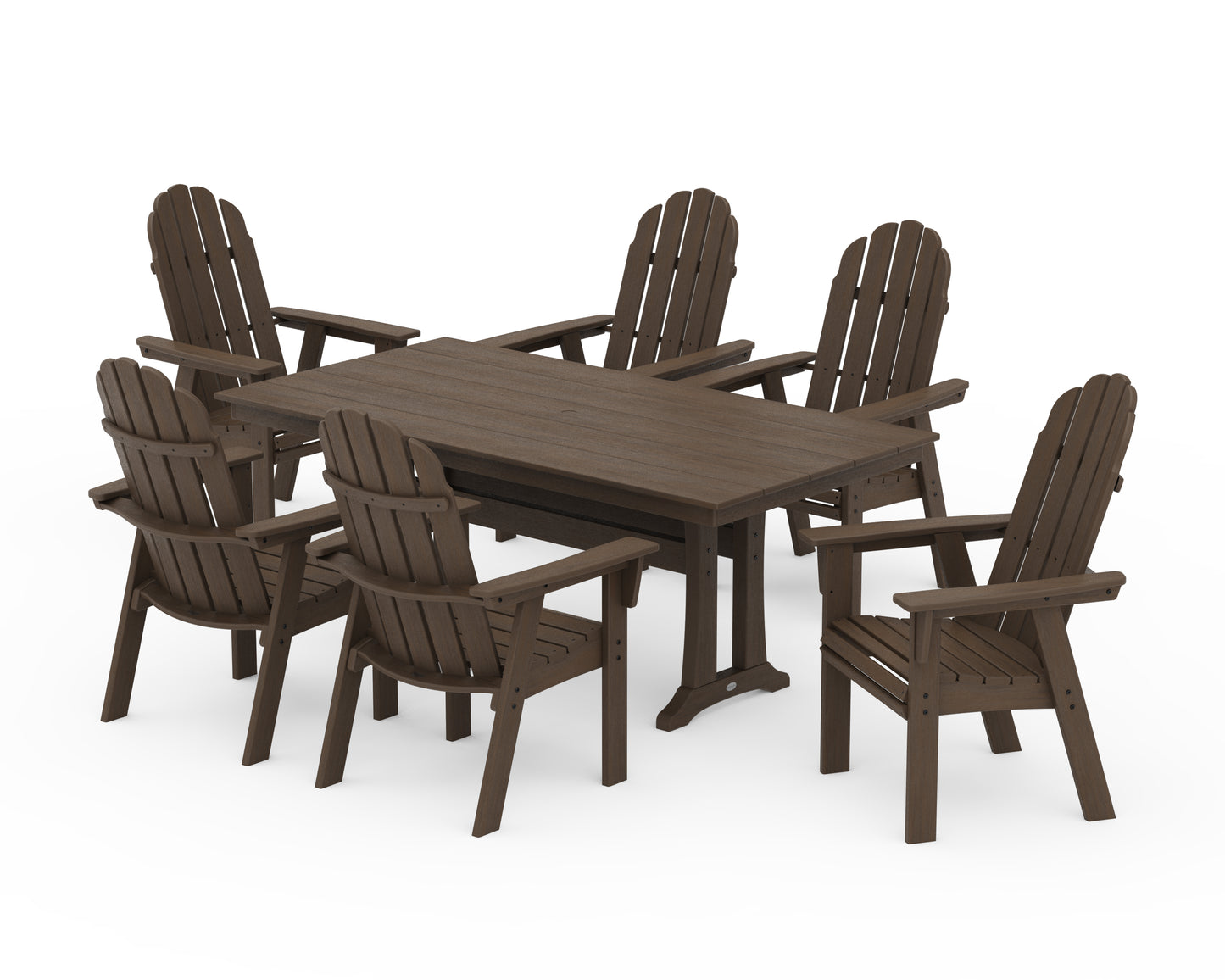 Vineyard Curveback Adirondack Chair 7-Piece Farmhouse Dining Set with Trestle Legs