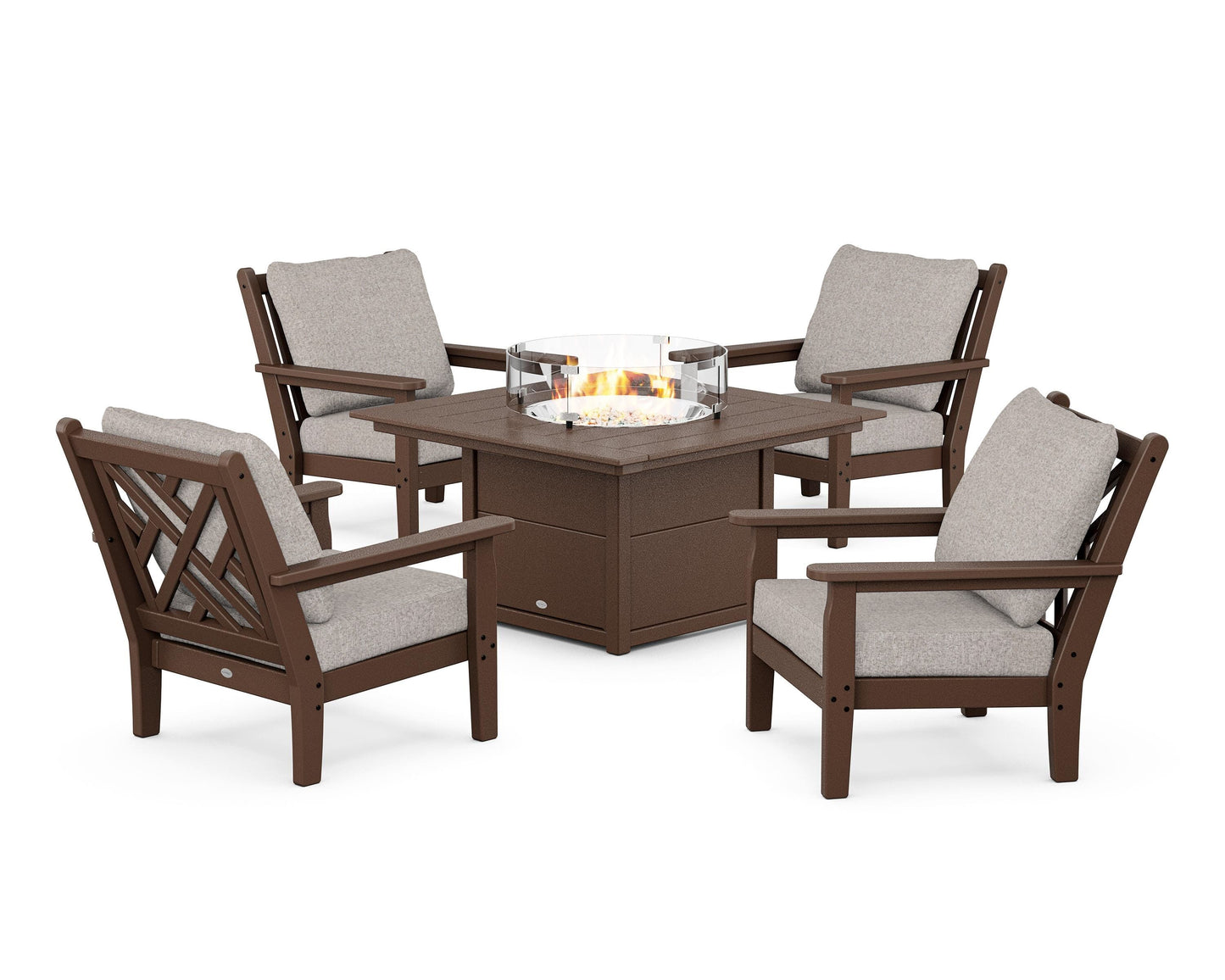 Chippendale 5-Piece Deep Seating Set with Fire Pit Table