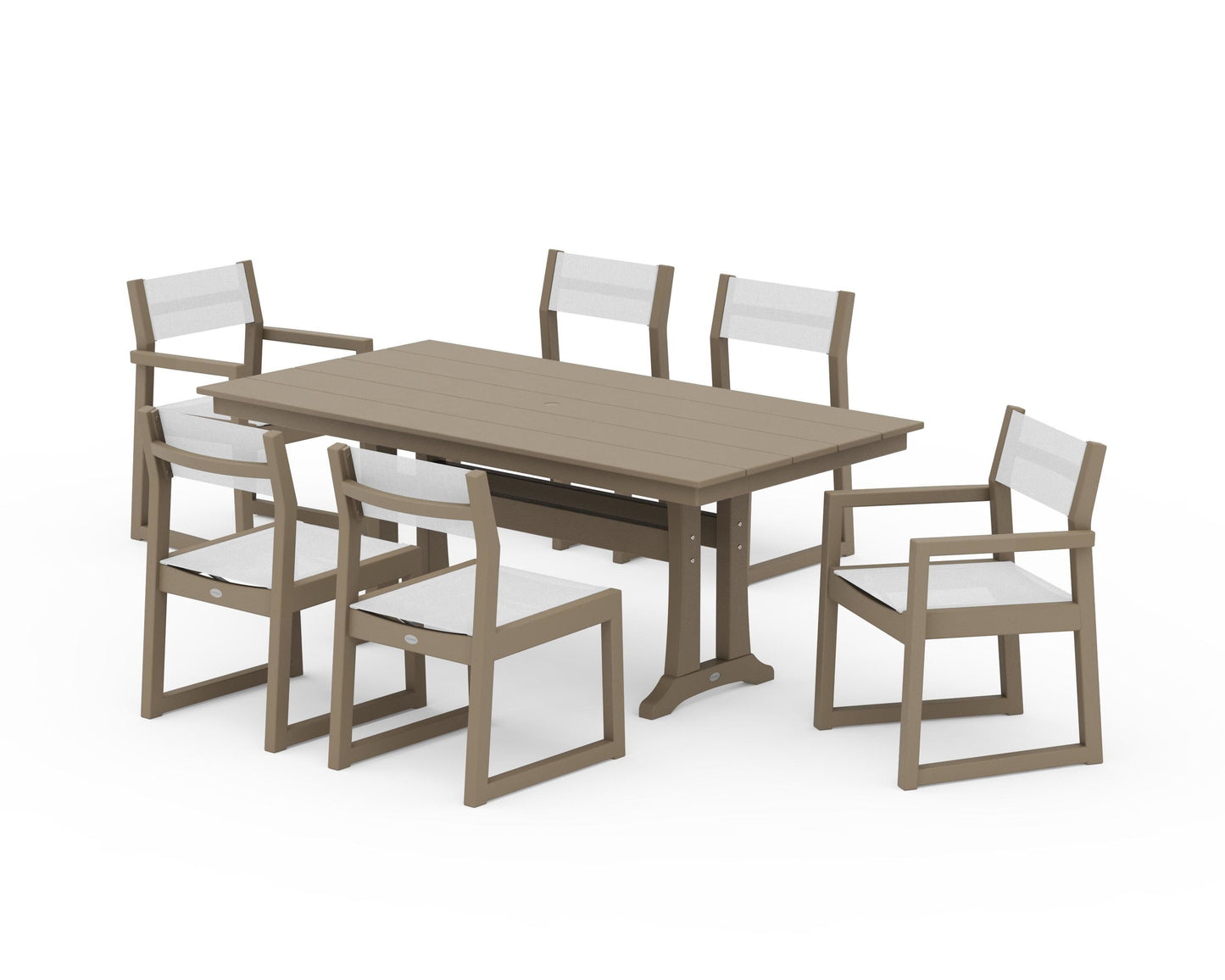 EDGE Sling 7-Piece Farmhouse Trestle Dining Set