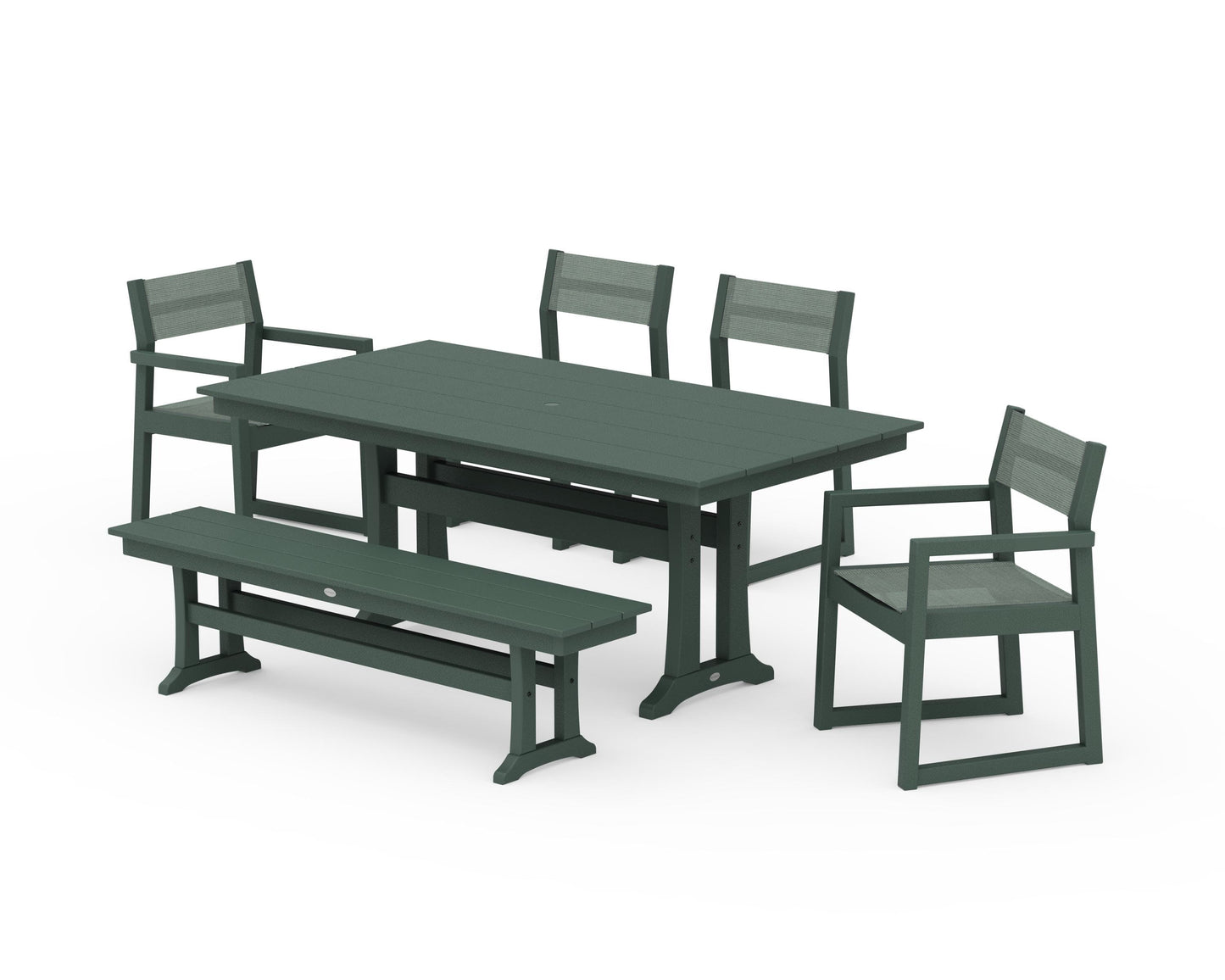 EDGE Sling 6-Piece Farmhouse Dining Set With Trestle Legs