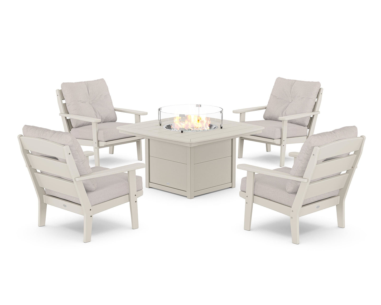 Lakeside 5-Piece Deep Seating Set with Nautical Fire Pit Table