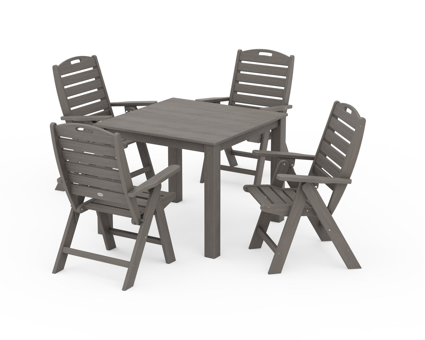 Nautical Folding Highback Chair 5-Piece Parsons Dining Set
