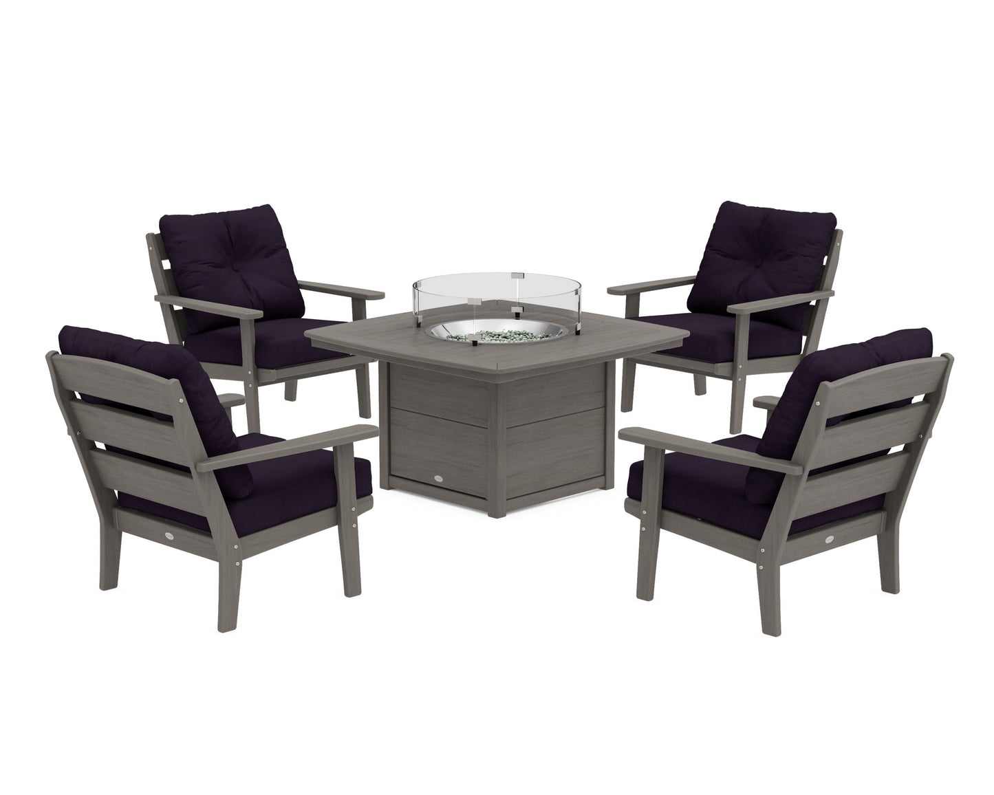 Lakeside 5-Piece Deep Seating Set with Nautical Fire Pit Table