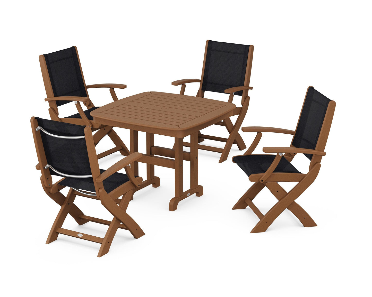 Coastal Folding Chair 5-Piece Dining Set