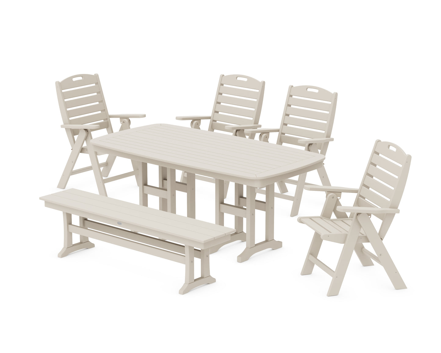 Nautical Highback 6-Piece Dining Set with Bench