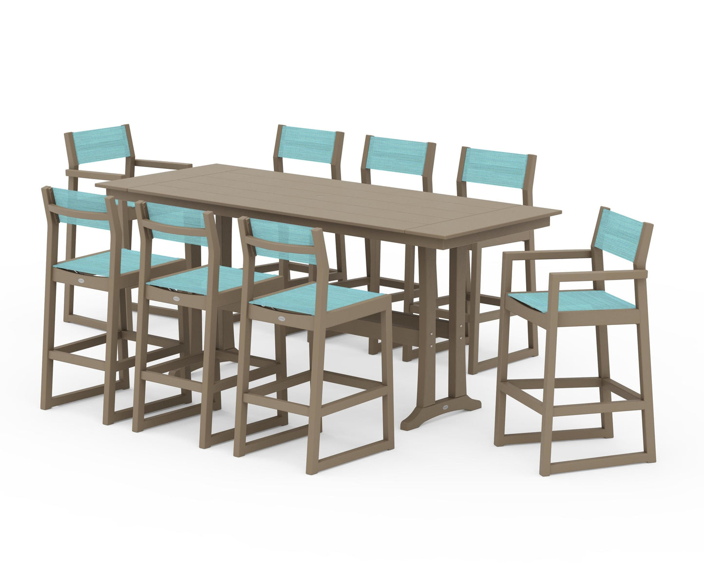 EDGE Sling 9-Piece Farmhouse Bar Set with Trestle Legs