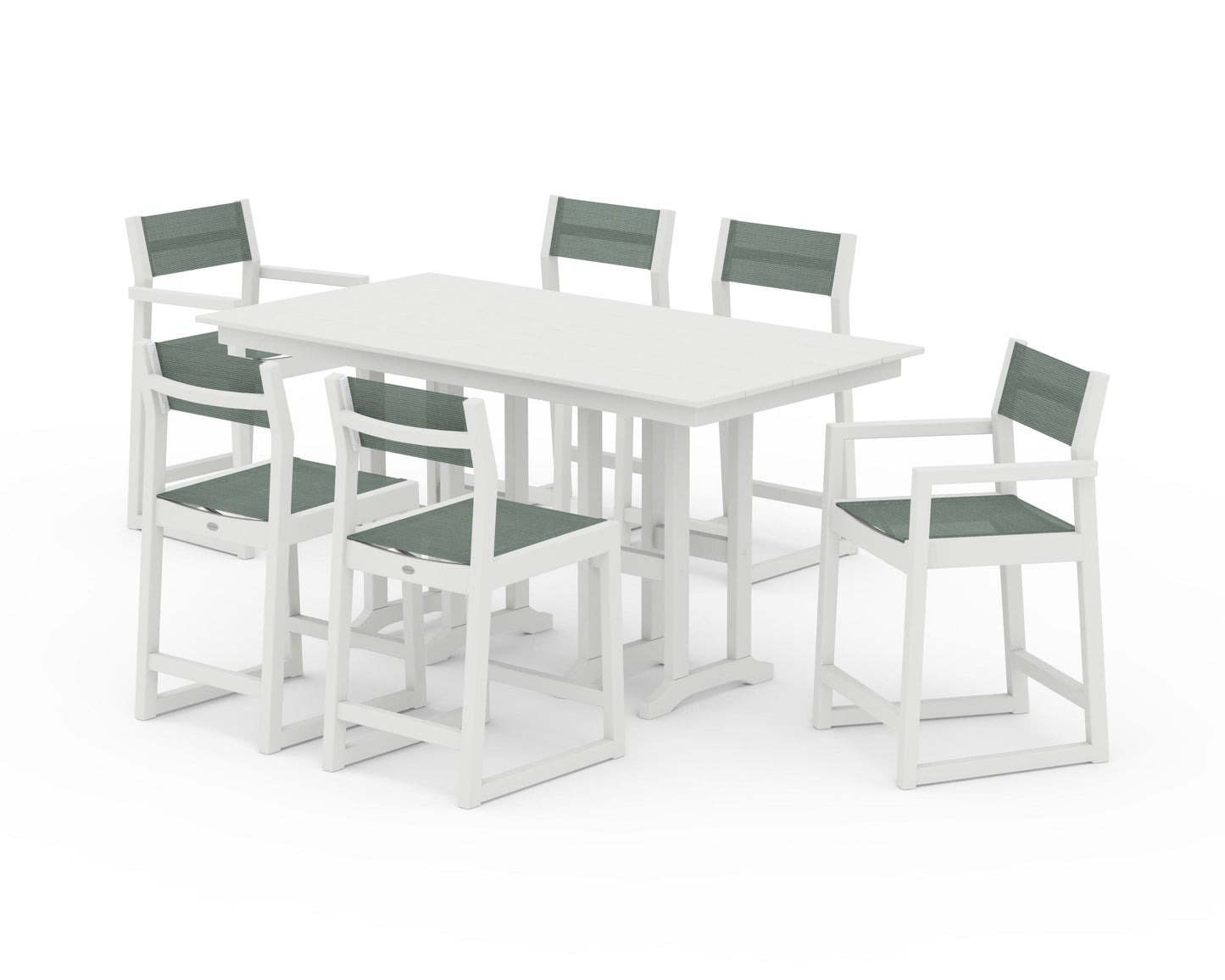 EDGE Sling 7-Piece Farmhouse Counter Set with Trestle Legs