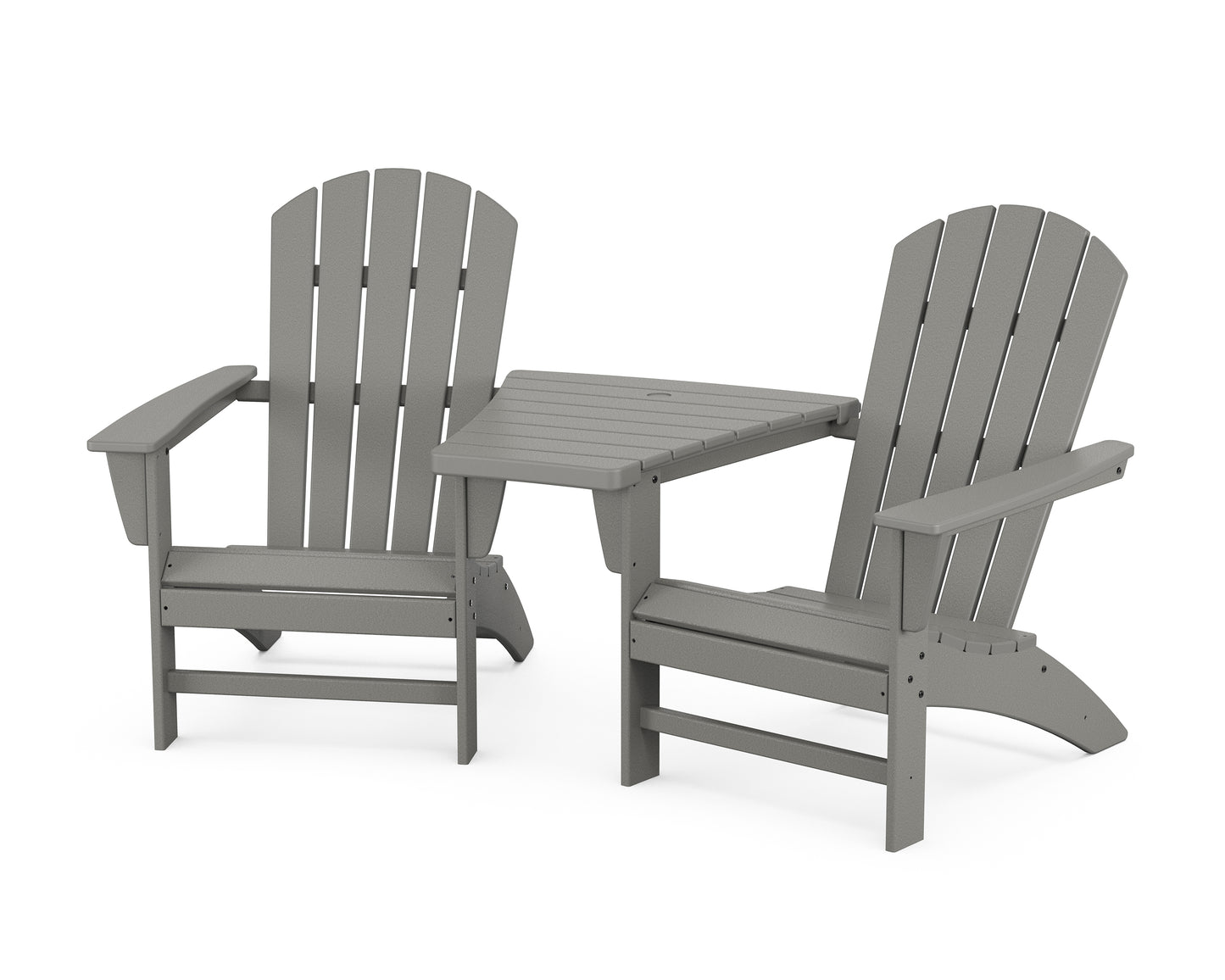 Nautical 3-Piece Adirondack Set with Angled Connecting Table
