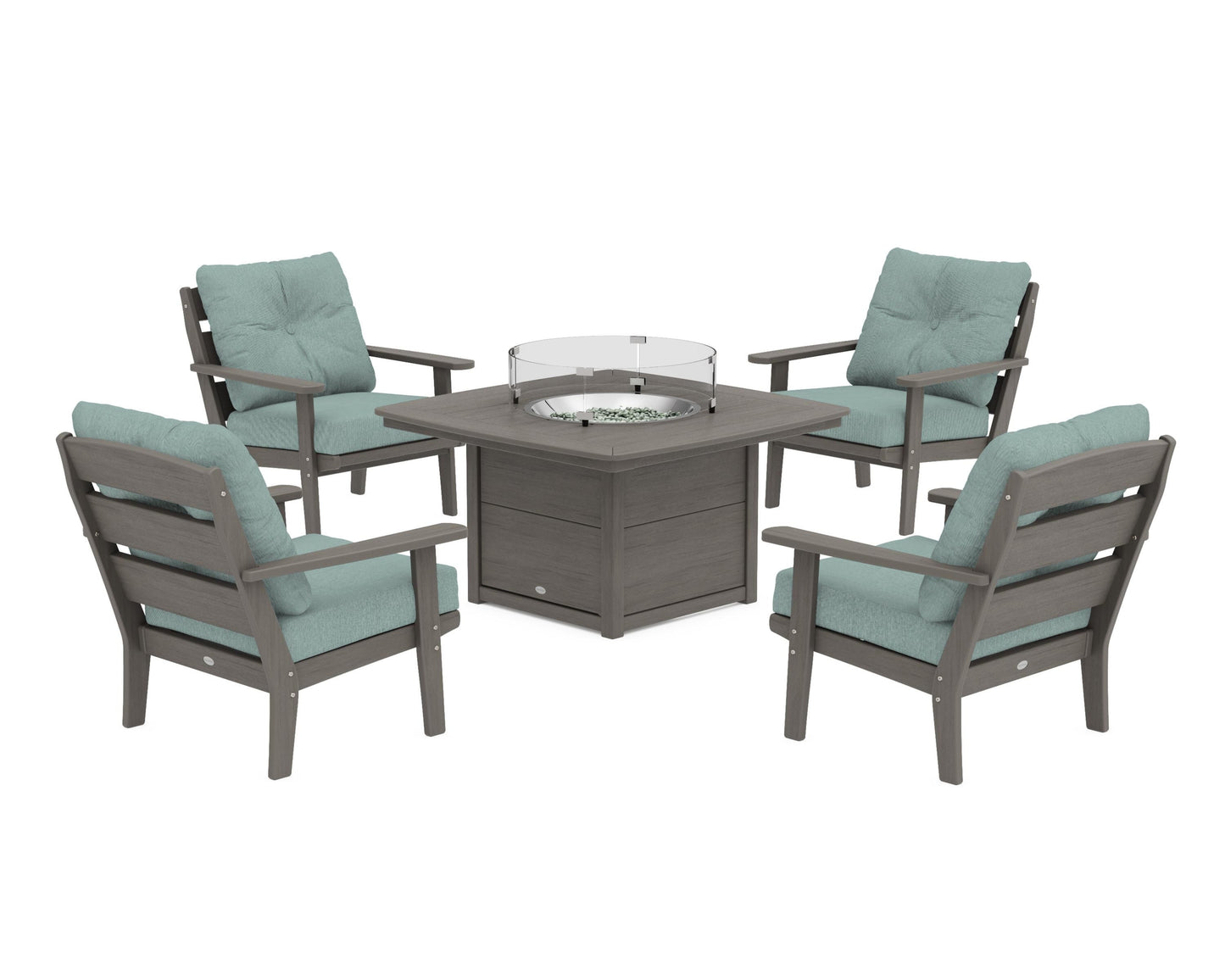 Lakeside 5-Piece Deep Seating Set with Nautical Fire Pit Table