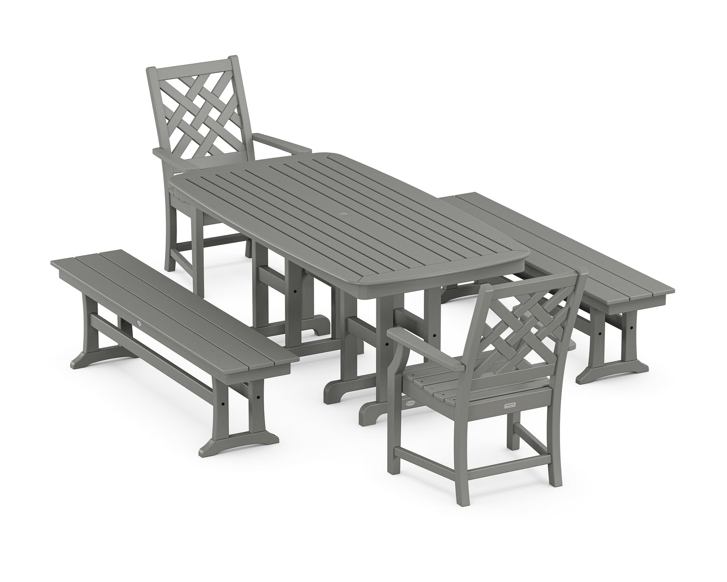 Wovendale 5-Piece Dining Set with Benches