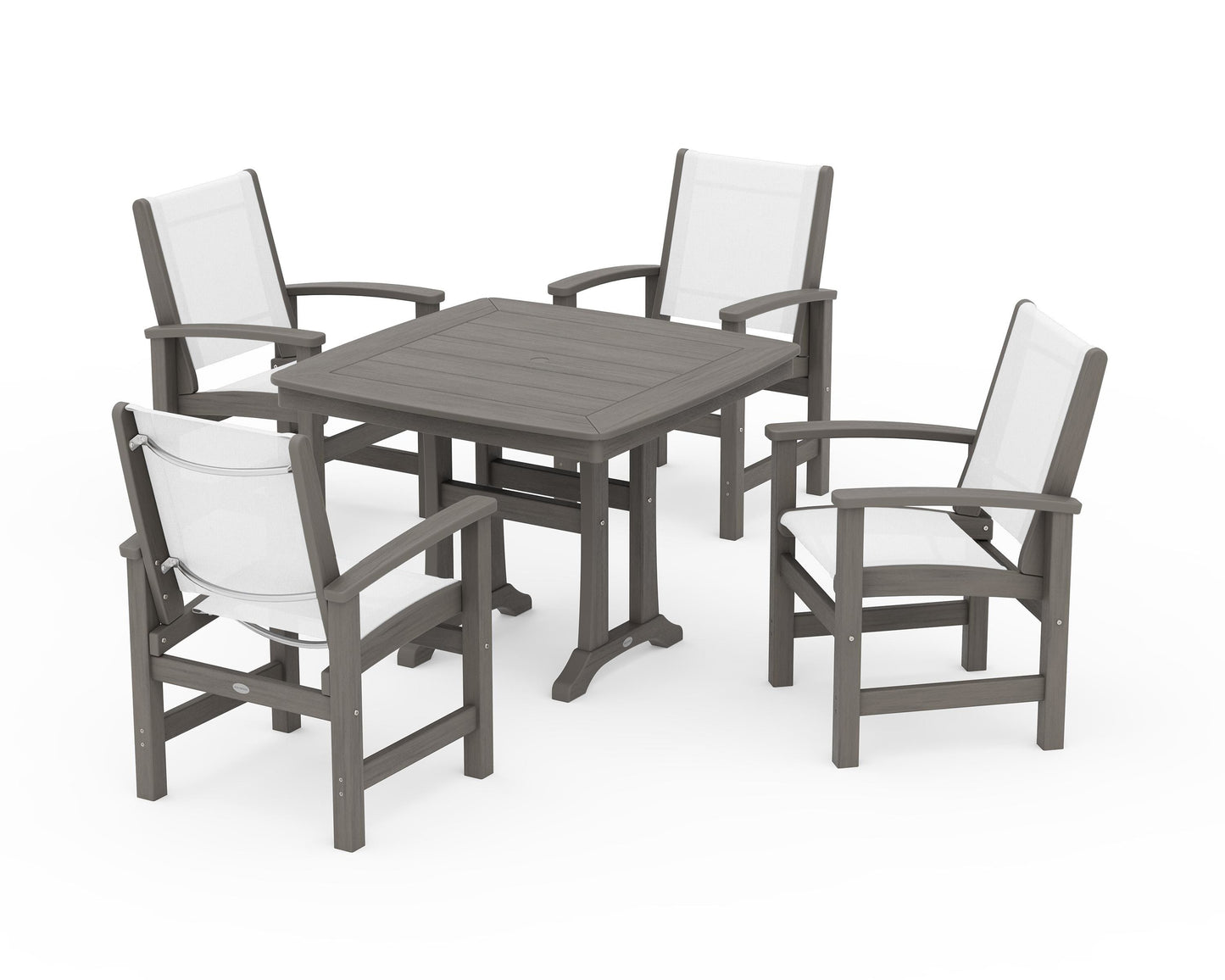 Coastal 5-Piece Dining Set with Trestle Legs