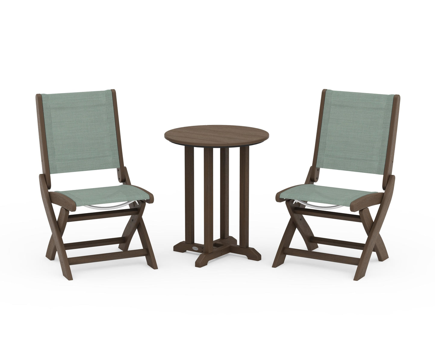 Coastal Folding Side Chair 3-Piece Round Bistro Dining Set