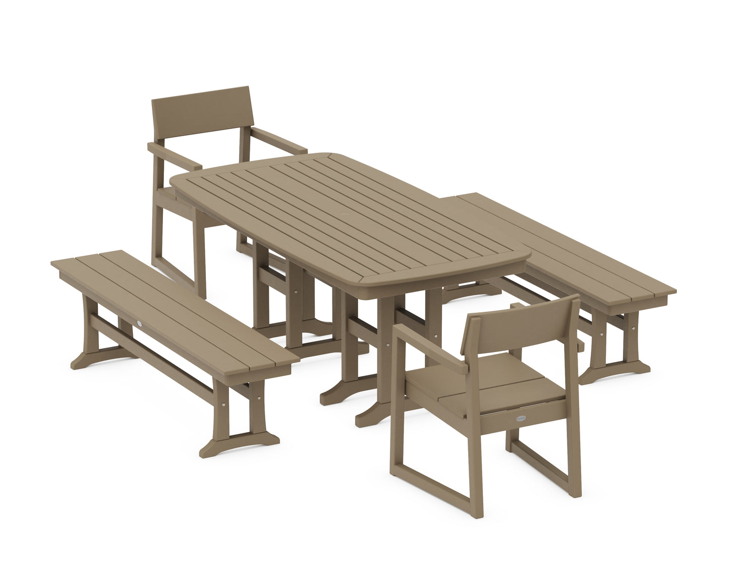 EDGE 5-Piece Dining Set with Benches