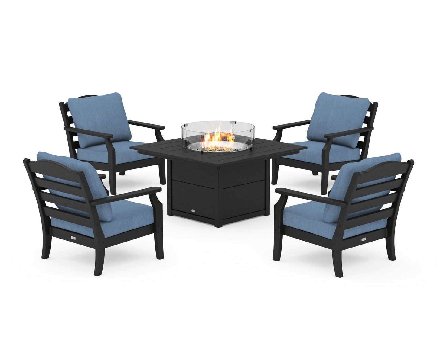 Savannah 5-Piece Deep Seating Set with Fire Pit Table
