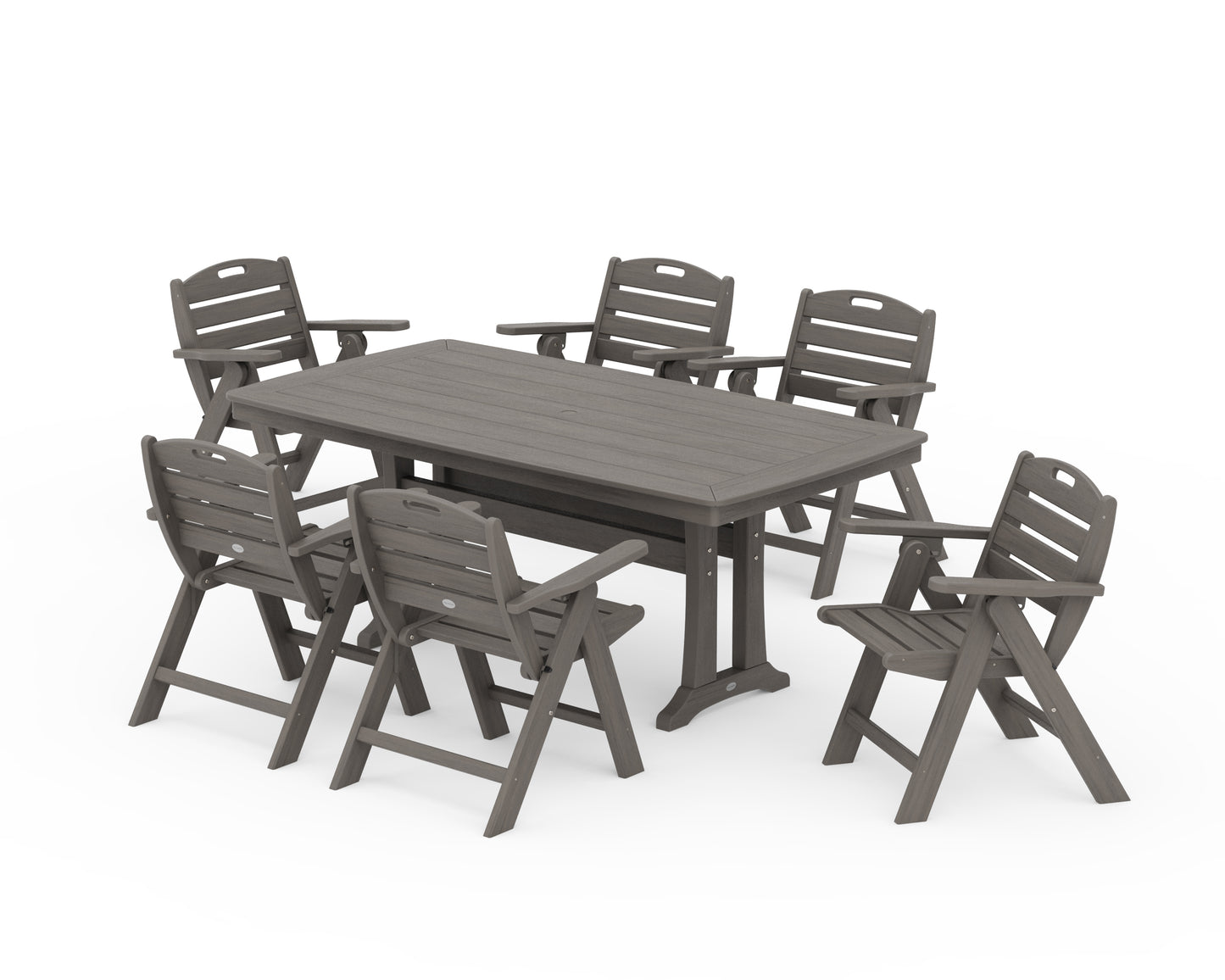 Nautical Lowback 7-Piece Dining Set with Trestle Legs