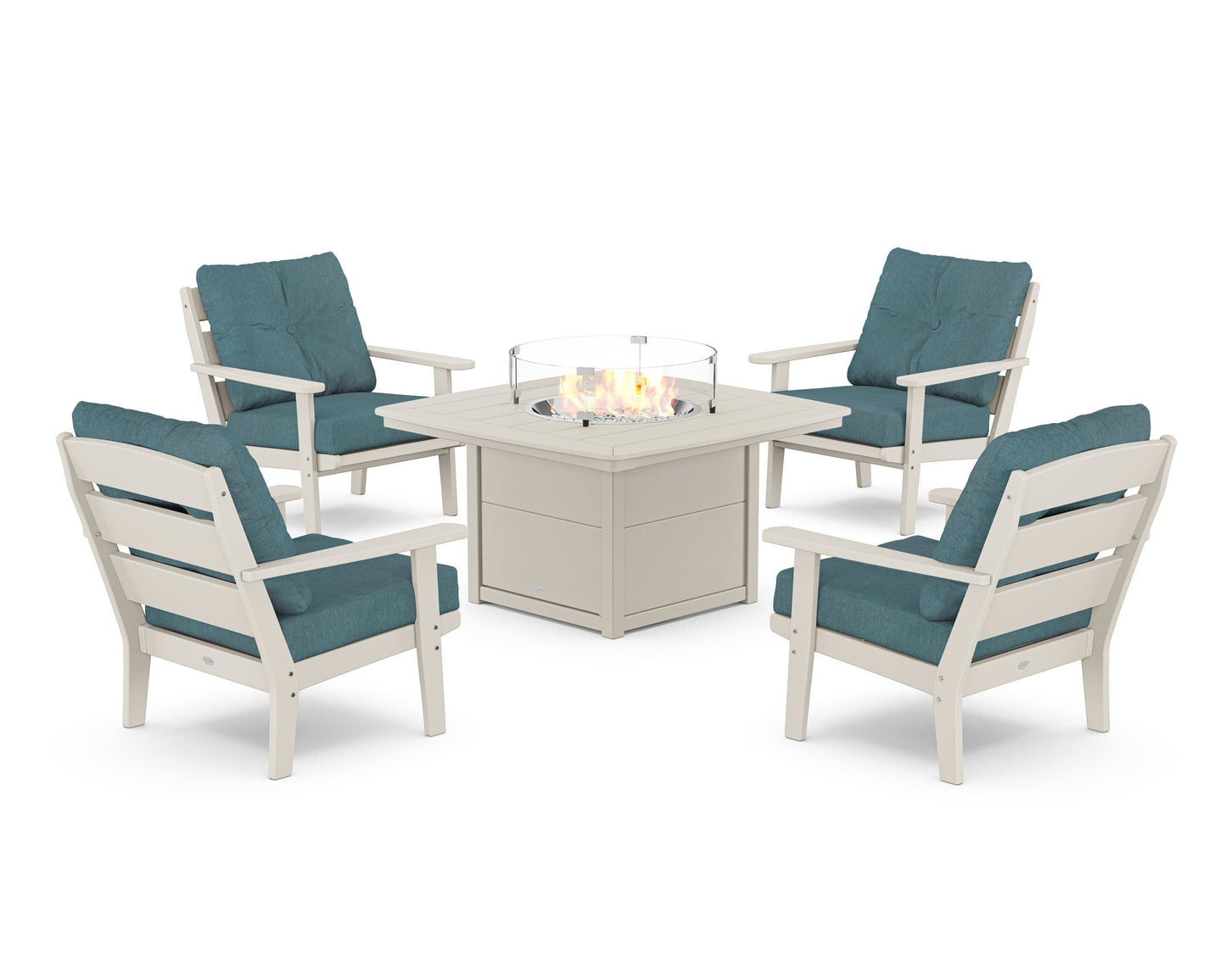 Lakeside 5-Piece Deep Seating Set with Nautical Fire Pit Table