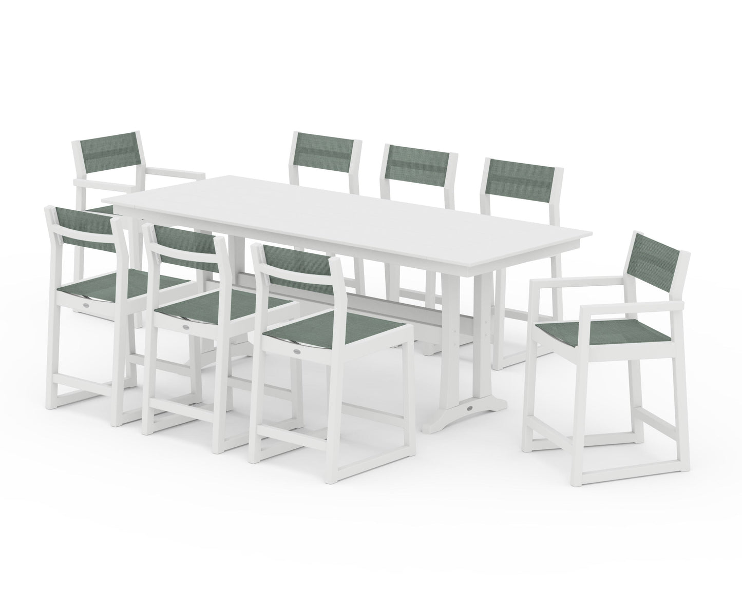 EDGE Sling 9-Piece Farmhouse Counter Set with Trestle Legs