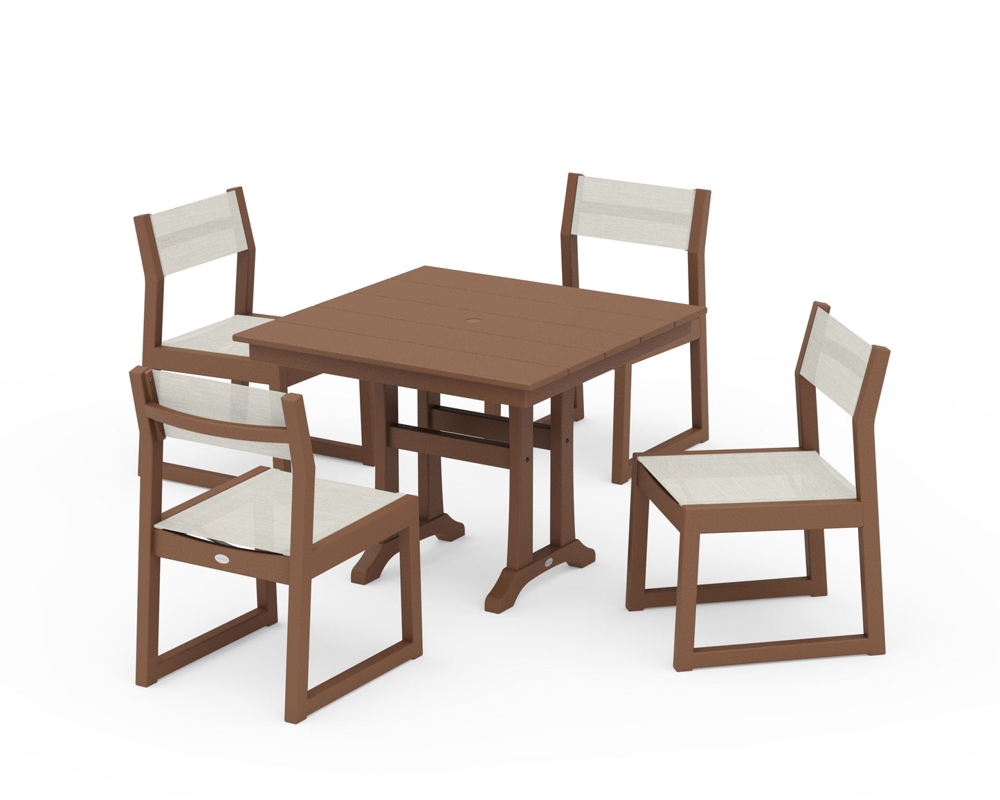 EDGE Sling 5-Piece Farmhouse Trestle Side Chair Dining Set