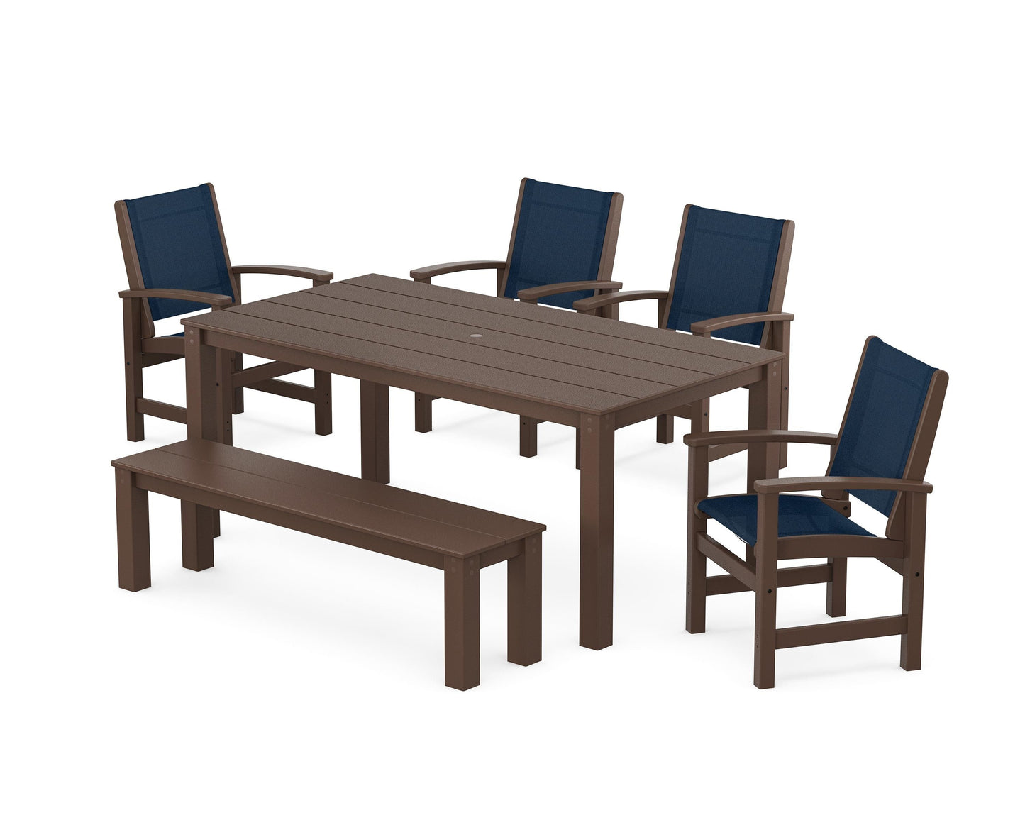 Coastal 6-Piece Parsons Dining Set with Bench