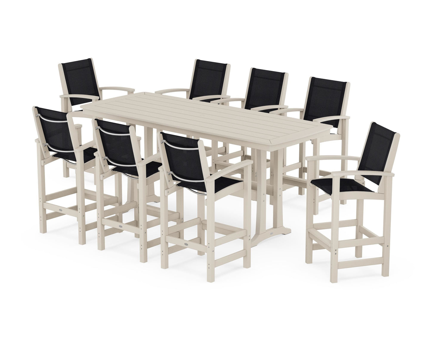 Coastal 9-Piece Bar Set with Trestle Legs